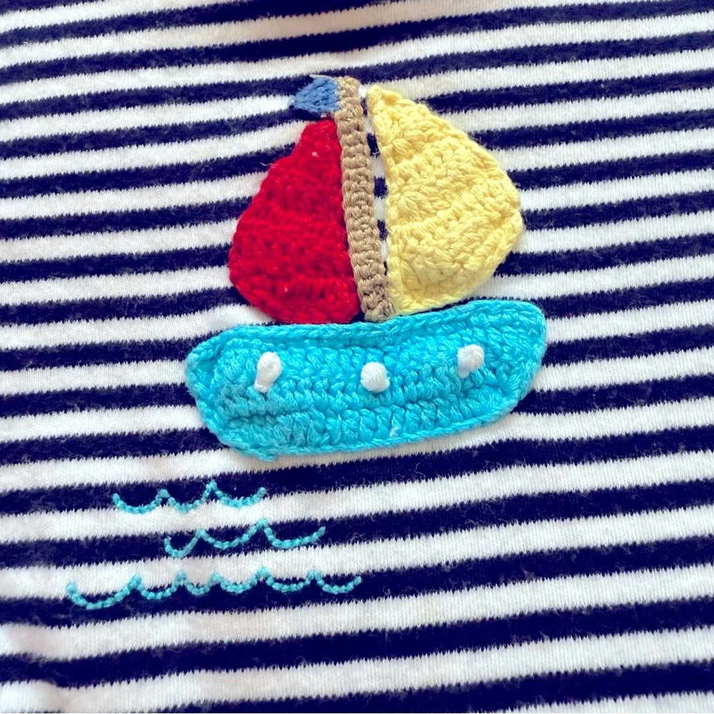 Little London by Albetta Sailboat‎ Striped Romper 3–6M Cotton Nautical Baby
